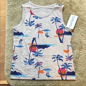 Boys size 3T Carter’s brand, gray tank top palm trees sunset